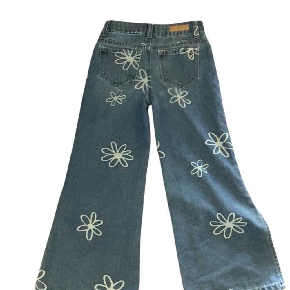 Justice Blue Floral Wide Leg Jeans